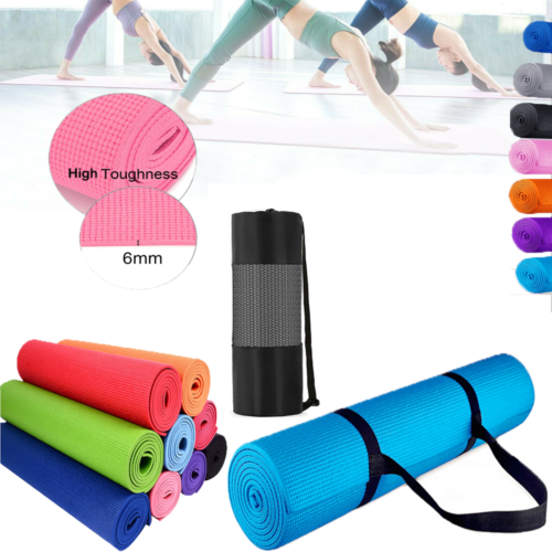 YOGA MATS FOR PILATES GYM EXERCISE CARRY STRAP 6MM THICK LARGE COMFORT –  TreMax UK