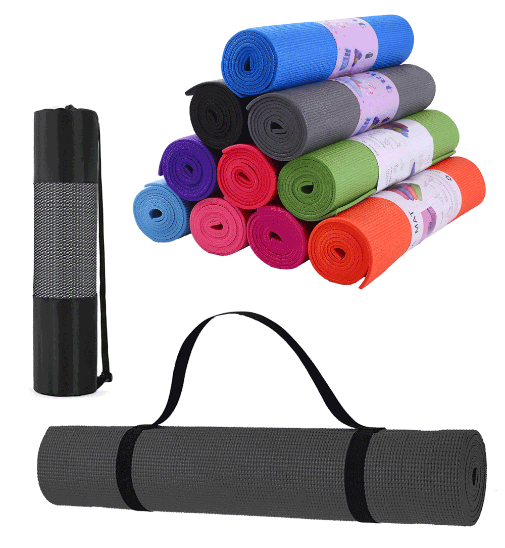 Myrix Classic Made in India Set of 2 (Black+Grey) Yoga Mats, Exercise Mats,  Pilates Mat, Exercise Mat for Gym Workout & Exercise for Men and Women