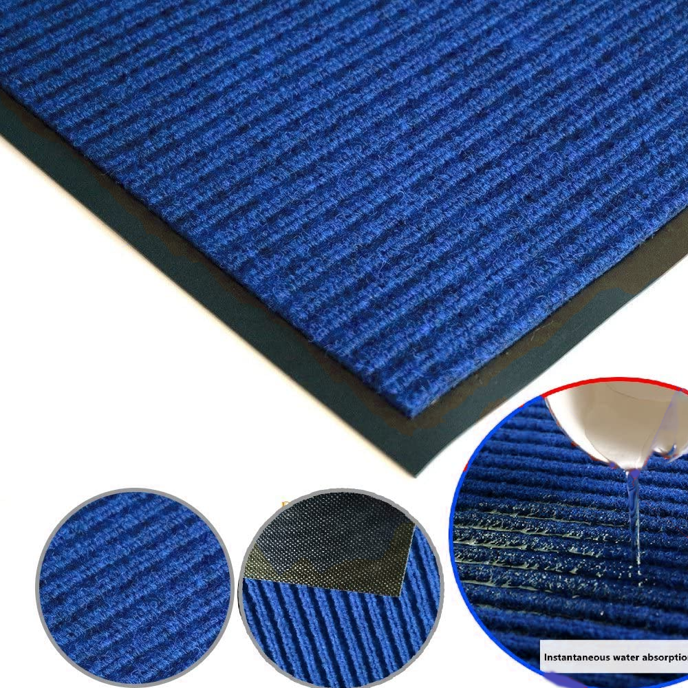 Extra Large Blue and Black Barrier Mat Rubber Edged Heavy Duty Non