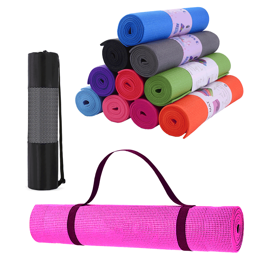 Yoga Mats 0.375 inch (10mm) Thick Exercise Gym Mat Non Slip With Carry  Straps US